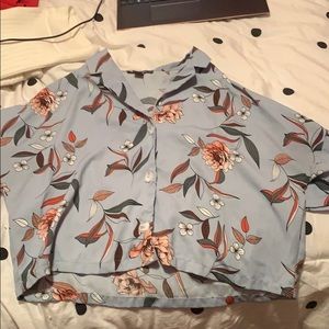 Blue floral blouse